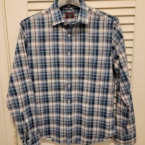 UNTUCKit Wrinkle Free Blue and White Plaid Casual Button Down Shirt
